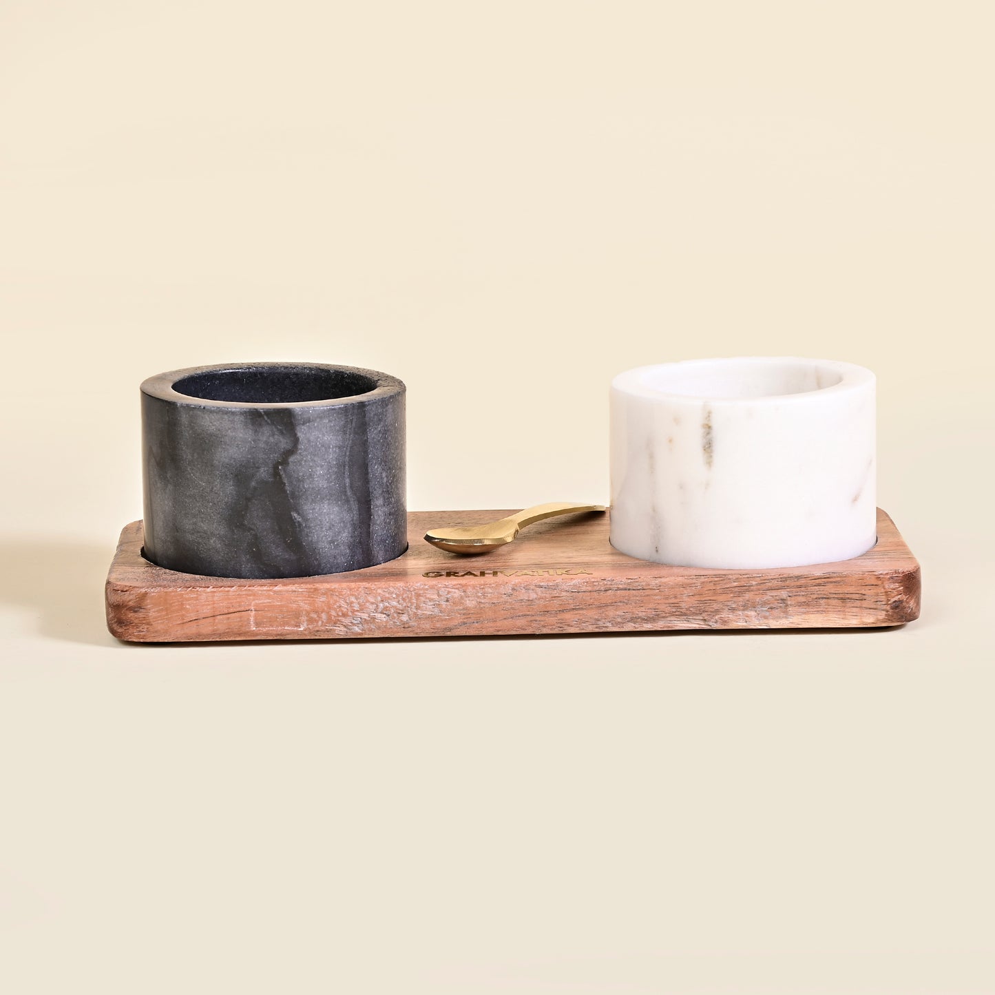 Marble Handmade Multi-Utility Bowl Set With Spoon and Tray