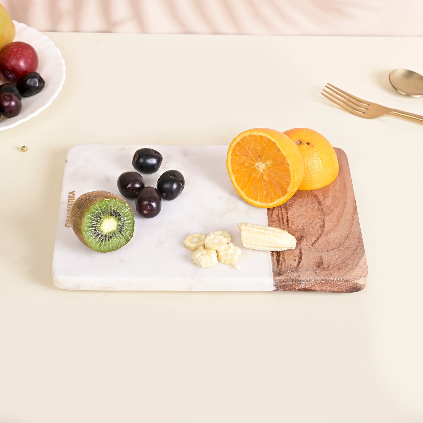 Marble and Wooden Square Cutting Board For Vegetable Chopper Board
