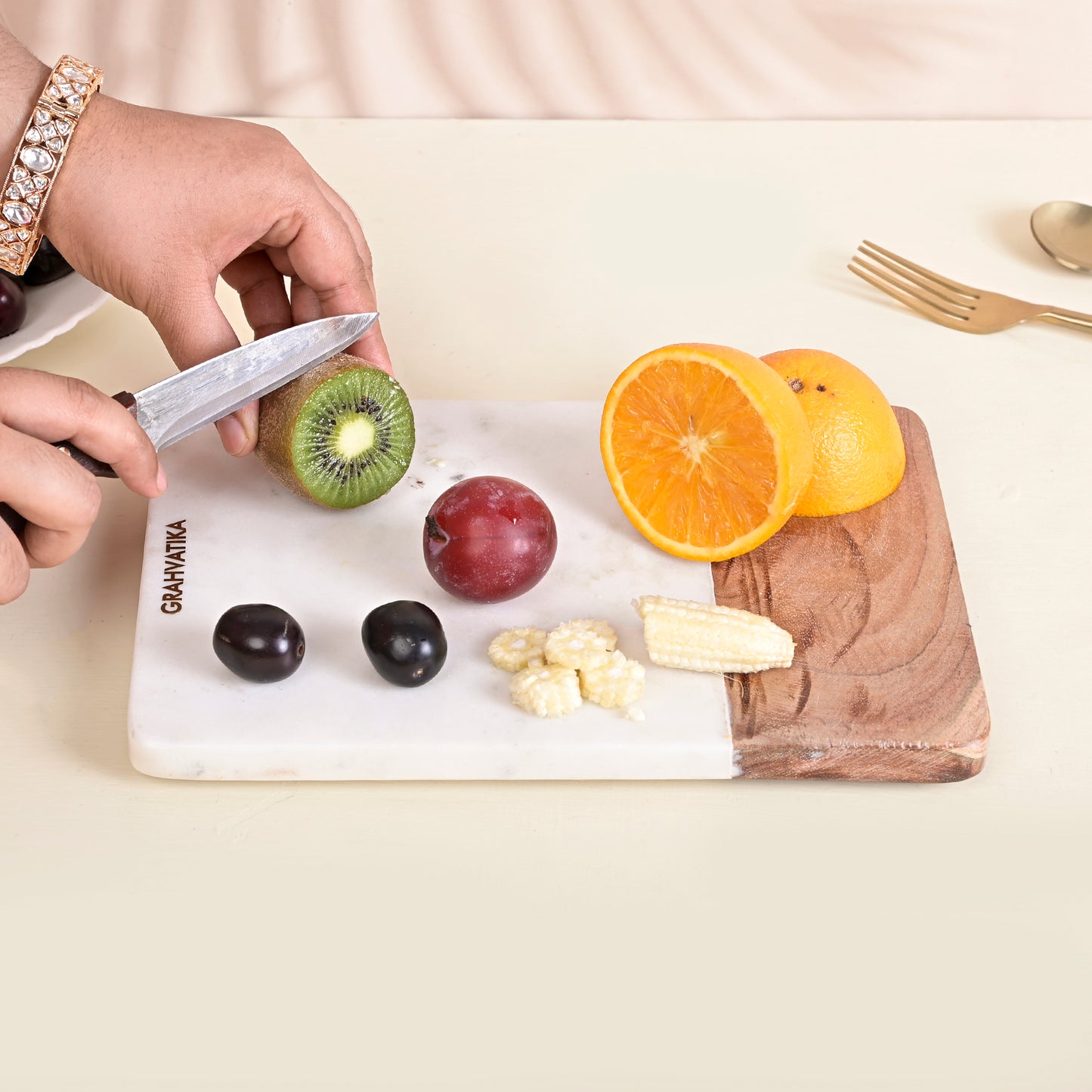 Marble and Wooden Square Cutting Board For Vegetable Chopper Board