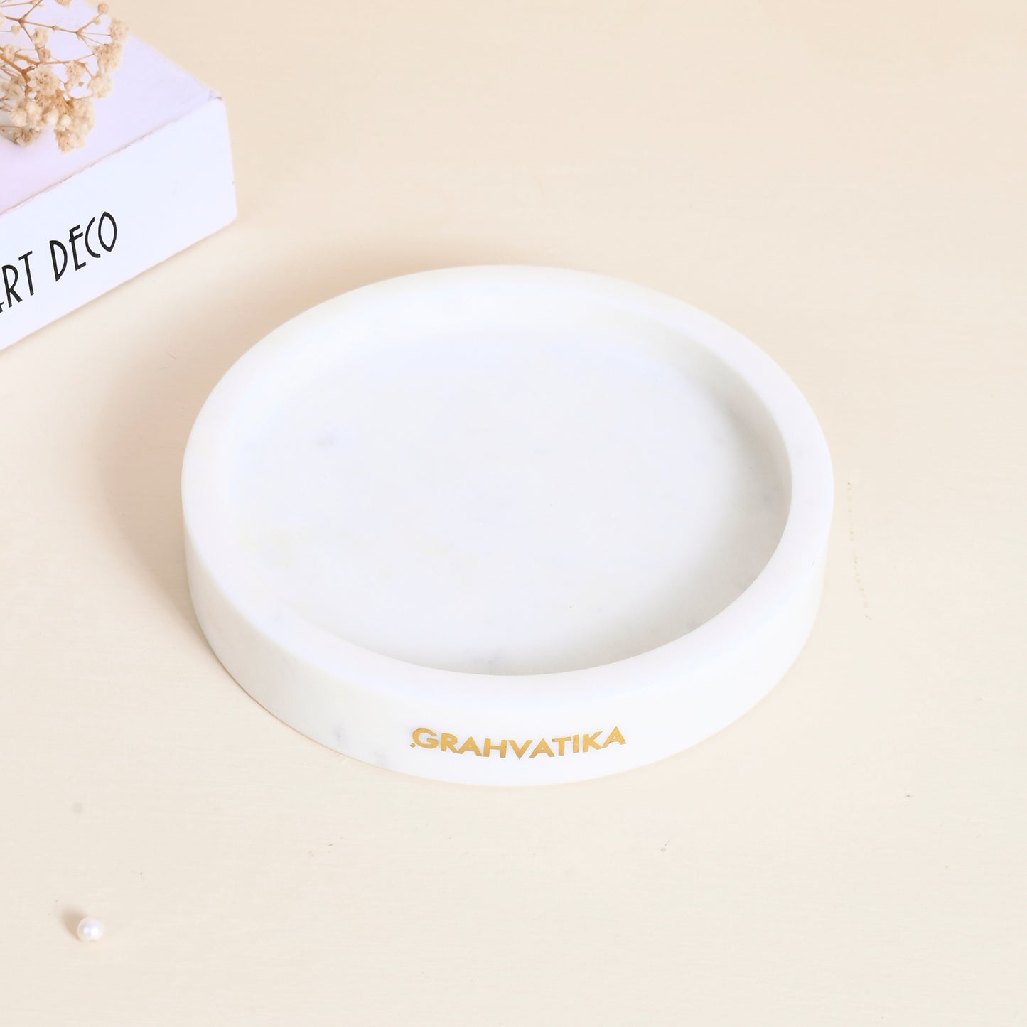 White Marble Tray for Bathroom Kitchen Serving Dining Table Decoration and Gift Stone Organizer Tray