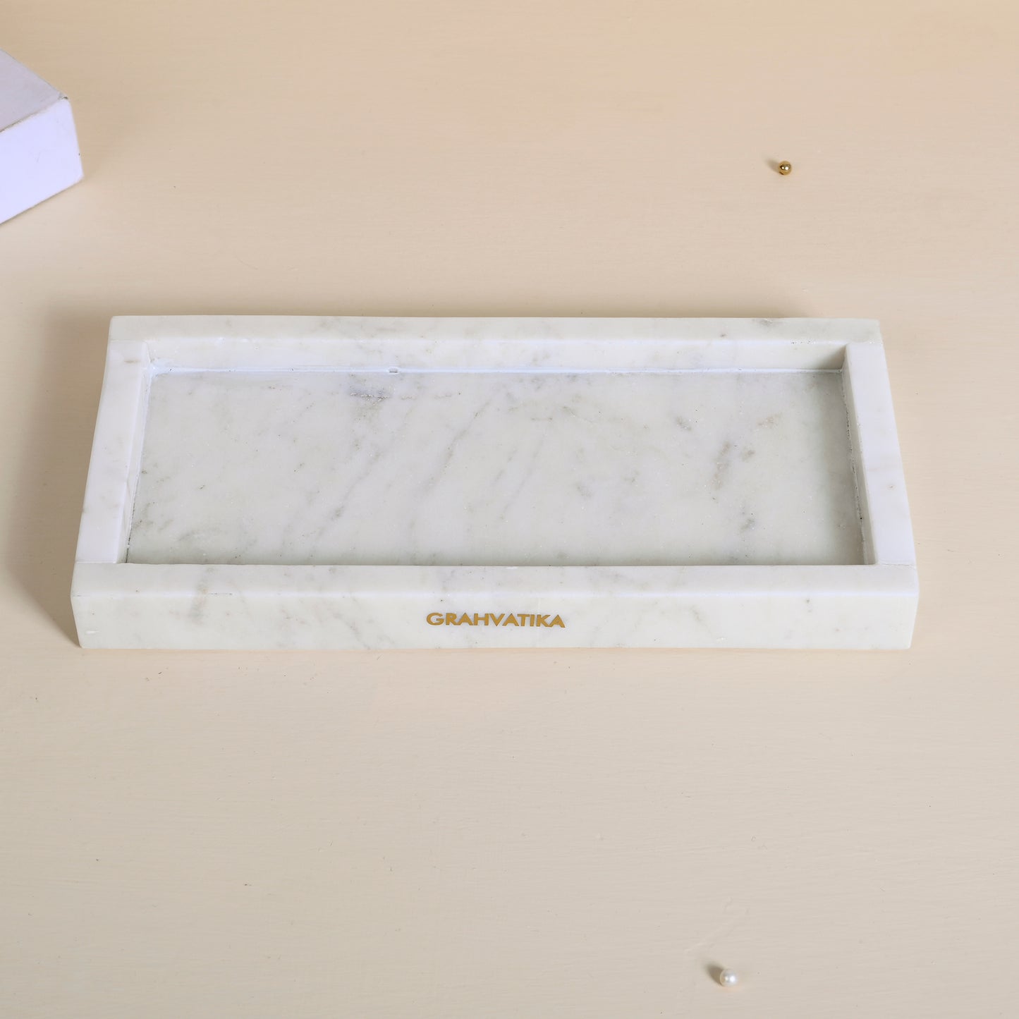 White Marble Tray for Bathroom Kitchen Serving Dining Table Decoration and Gift (Vanity Tray) Stone Organizer Tray