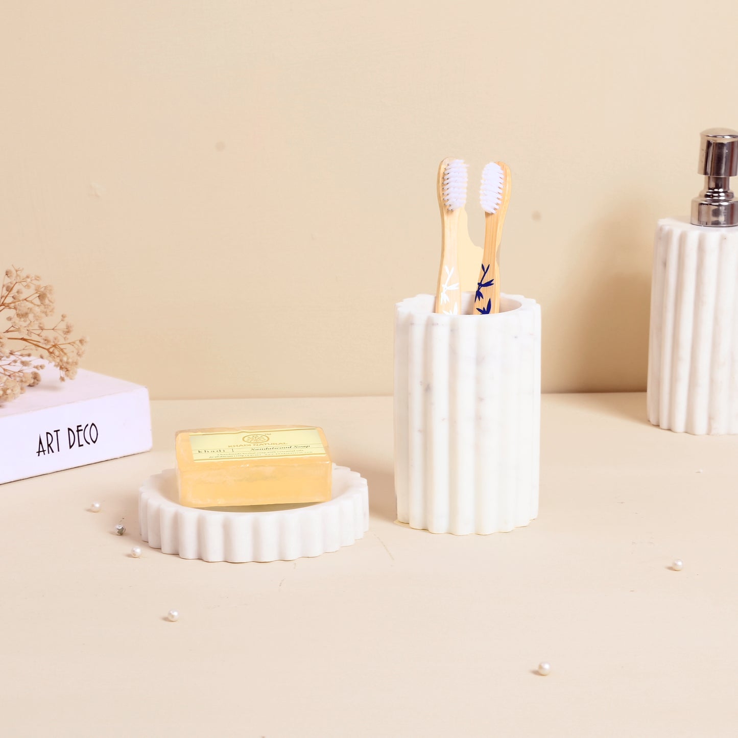 Marble Toothbrush Holder Soap Dishwasher Multipurpose Storage Holder Stand For Bathroom Luxury Gift Accessory for Home Bathroom Organiser