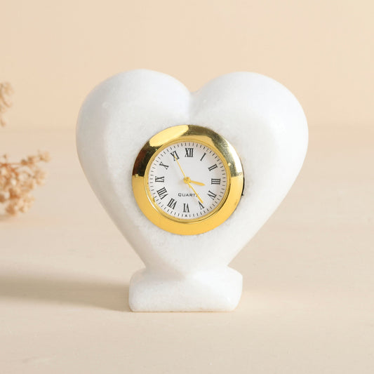 Heart Shape Table Décor Clock Watch for Cardiologist Desk Marble Paper Weight Watch Table Top Clock