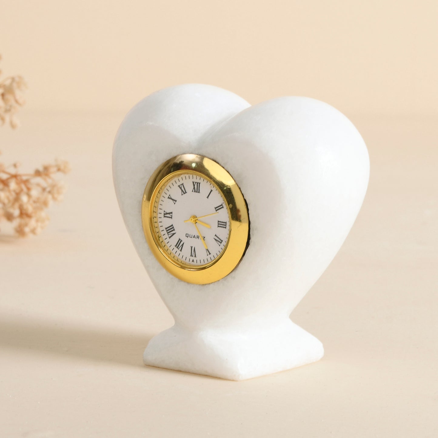 Heart Shape Table Décor Clock Watch for Cardiologist Desk Marble Paper Weight Watch Table Top Clock