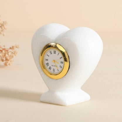 Heart Shape Table Décor Clock Watch for Cardiologist Desk Marble Paper Weight Watch Table Top Clock