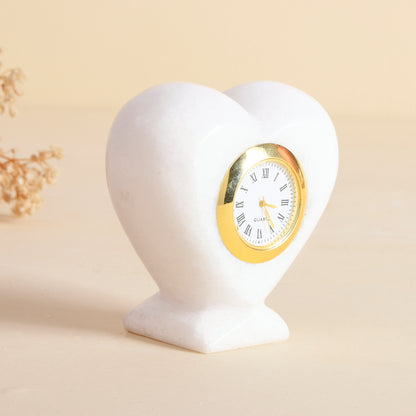 Heart Shape Table Décor Clock Watch for Cardiologist Desk Marble Paper Weight Watch Table Top Clock