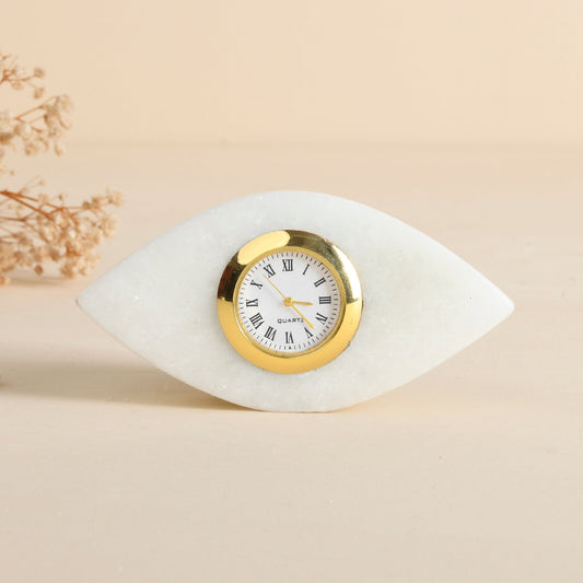 Marble Eye Shape Table Clock Watch for Ophthalmologist Desk Marble Paper Weight Watch Desk Watch