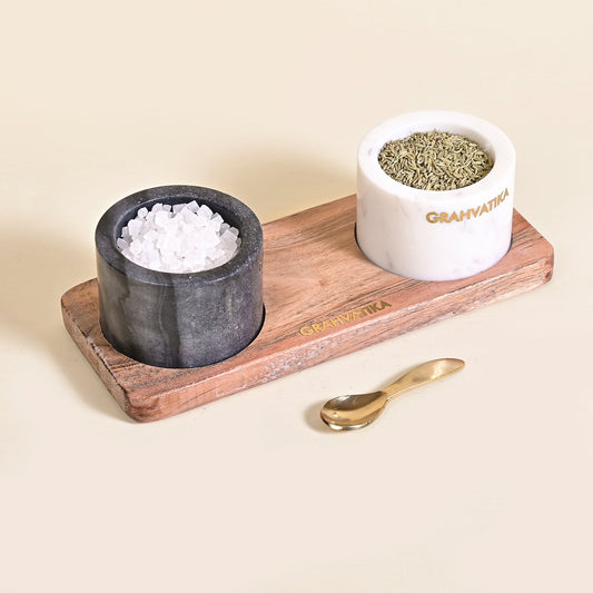 Marble Handmade Multi-Utility Bowl Set With Spoon and Tray