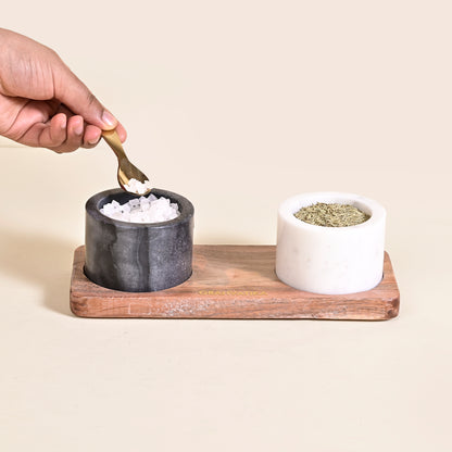Marble Handmade Multi-Utility Bowl Set With Spoon and Tray
