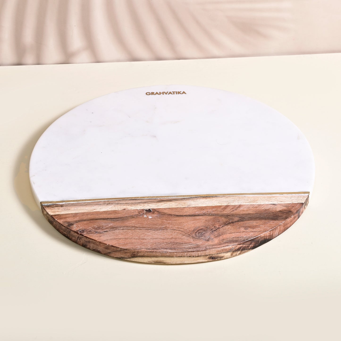 Round Marble and Wooden Cutting Board For Vegetable Fruit Chopping Board