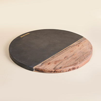 Marble and Wooden Round Cutting Board For Vegetable Chopping Board For Kitchen