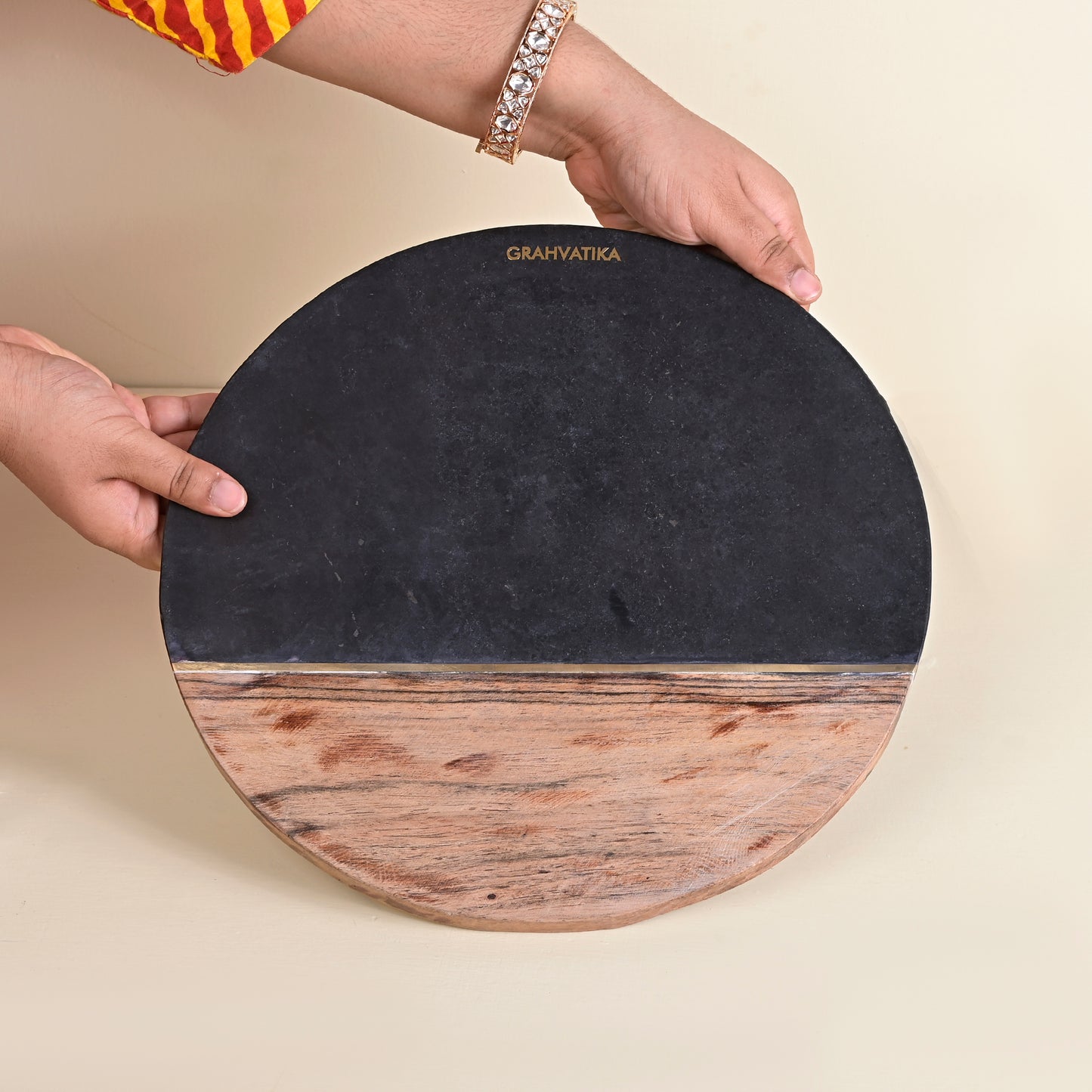 Marble and Wooden Round Cutting Board For Vegetable Chopping Board For Kitchen