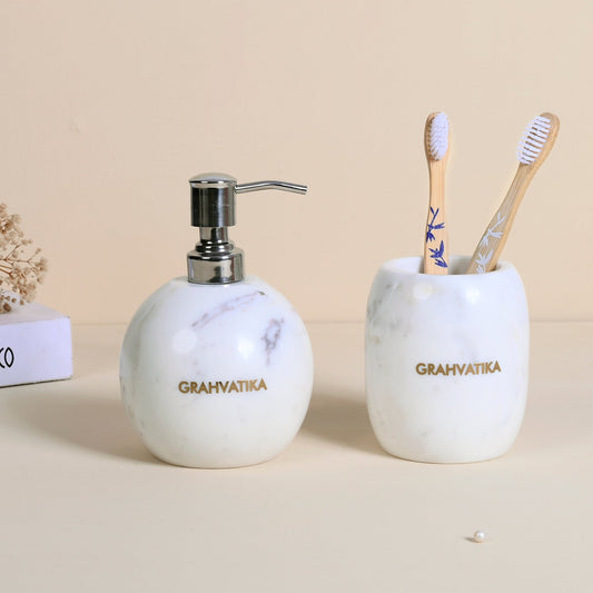 Marble Bathroom Accessories Set Liquid Soap Dispenser Tumbler Toothbrush Holder Handwash Soap Dispenser Luxury Gift Accessory for Home