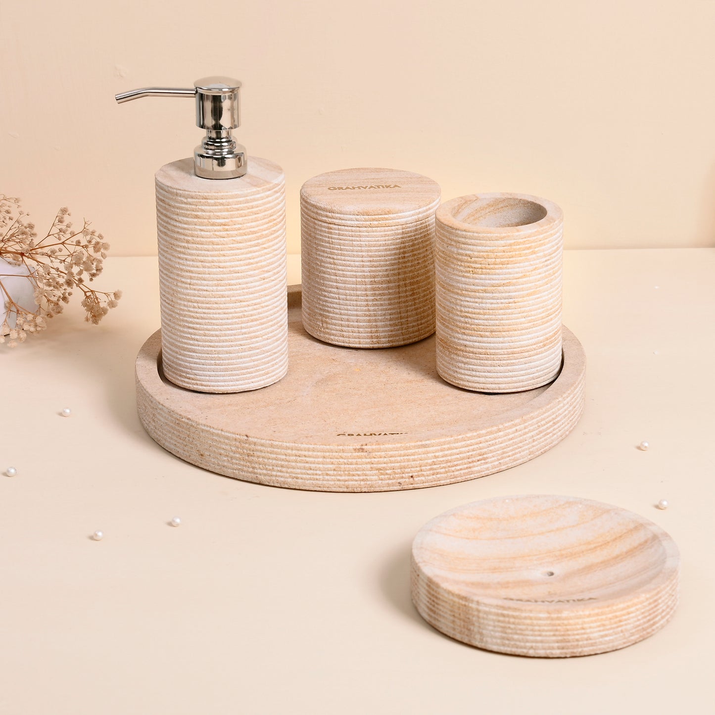 Wooden Tray With Soap Dishwasher Soap Dispenser Toothbrush Holder Multi Utility Holder With Lid Bathroom Organiser Luxury Gift Accessory for Home