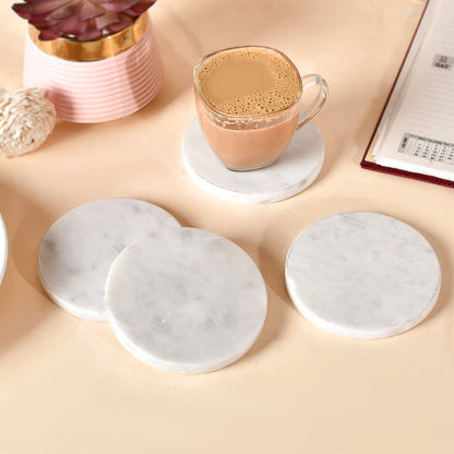 Marble Tea Coaster Set with Metal Stand