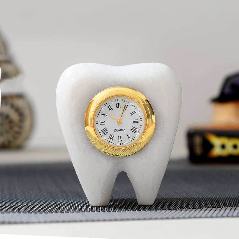 Marble Table Decor Clock, Tooth Shaped Watch